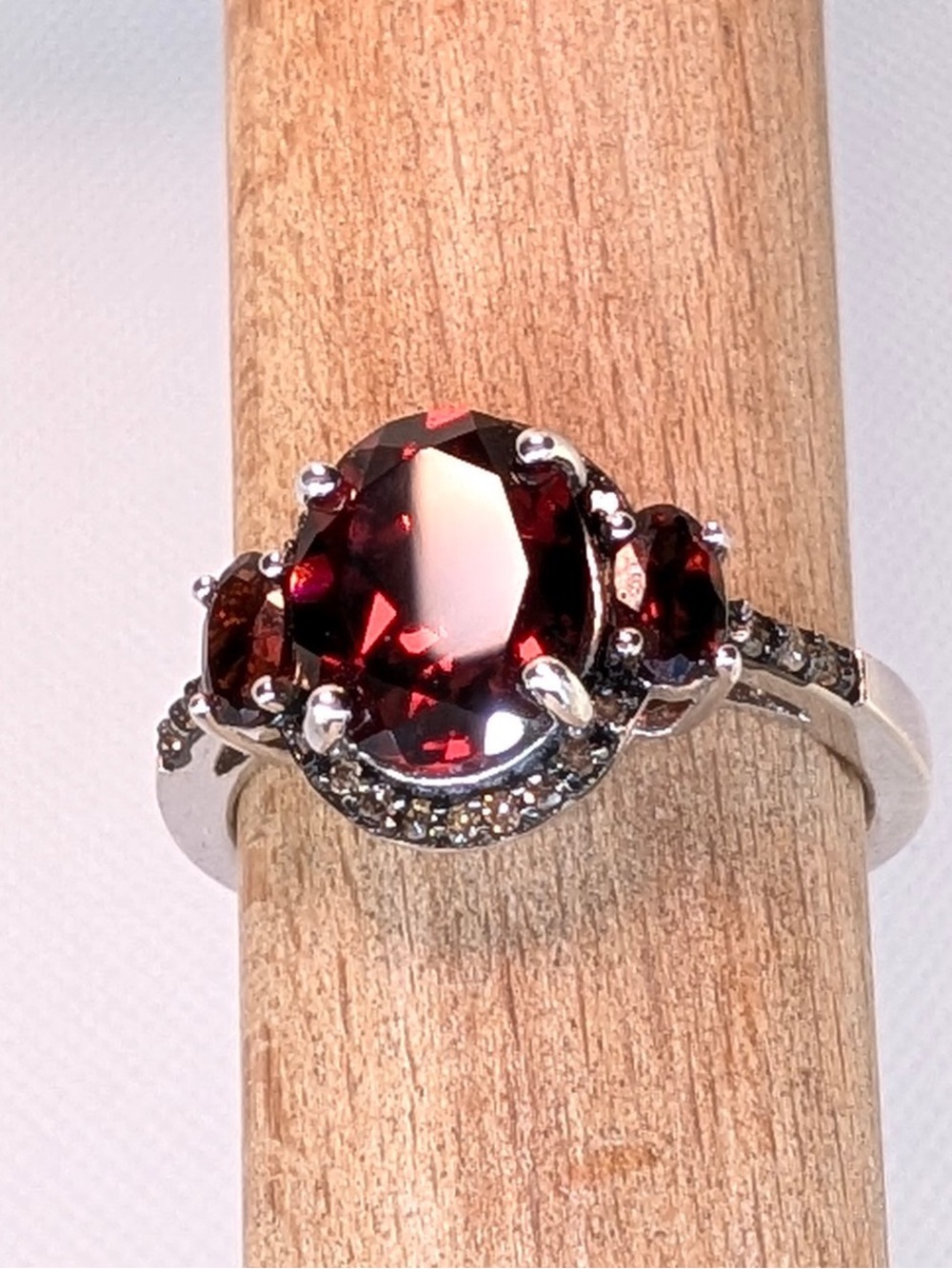 JTV Red Garnet Rhodium Over Silver Ring 3.62ctw
Size 9